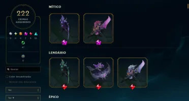 Conta League of Legends / lvl 856 / 393 skins / Platina 1
