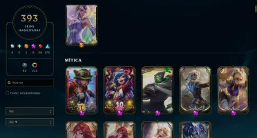 Conta League of Legends / lvl 856 / 393 skins / Platina 1