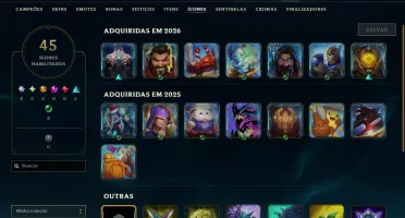 Ouro 1 com 50 Champs e 4 Skins