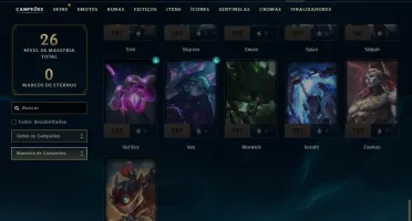 Ouro 1 com 50 Champs e 4 Skins