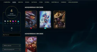 Ouro 1 com 50 Champs e 4 Skins