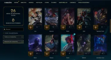 Ouro 1 com 50 Champs e 4 Skins