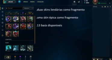 CONTA LEVEL 46, 129+1 CAMPEÕES, 39 SKINS, 2 LENDÁRIAS