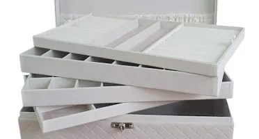 Caixa Extra Grande Bege de 5 Andares para Joias
