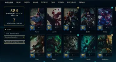Esmeralda 3 com TODOS os champs e 129 Skins (MID / JG / ADC)