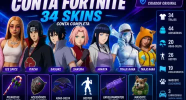 Conta Fortnite | 34 Skins | Naruto + Ice Spice | Candy Axe