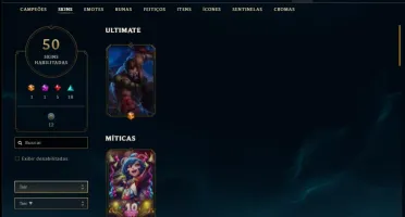 Conta prata 1 com 50 skins e 89 champs