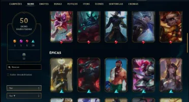 Conta prata 1 com 50 skins e 89 champs