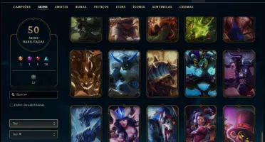 Conta prata 1 com 50 skins e 89 champs