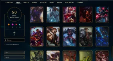 Conta prata 1 com 50 skins e 89 champs