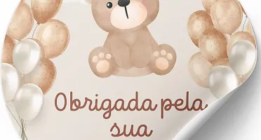 Adesivos para Chá de Bebê com Ursinho Marrom