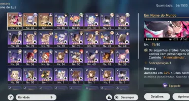 Honkai star rail Ar 70 muitos personagens t5