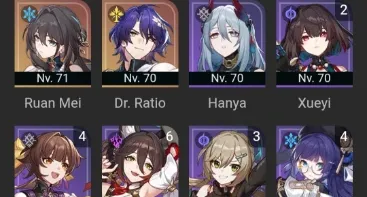 Honkai star rail Ar 70 muitos personagens t5