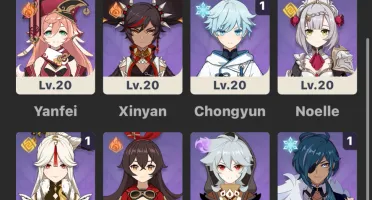 Genshin Conta Ar 42 + Hutao + Zhongli + Kazuha + Mizuki