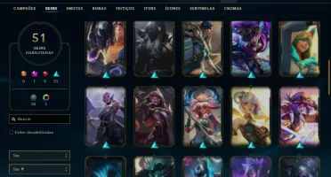 Unranked com 75 Champs e 51 Skins + 1 Prestigio do Yasuo