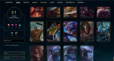 Unranked com 75 Champs e 51 Skins + 1 Prestigio do Yasuo