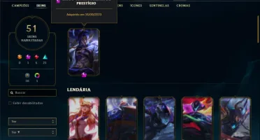 Unranked com 75 Champs e 51 Skins + 1 Prestigio do Yasuo