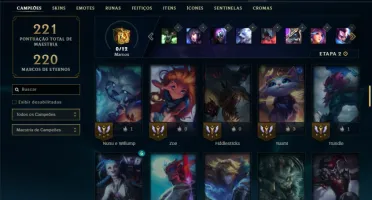 Unranked com 75 Champs e 51 Skins + 1 Prestigio do Yasuo