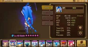 Conta summoners wars, 28 6* estrela, 7 nat 5* com homunculus