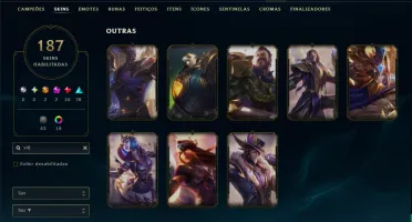 Prata 1 com TODOS os Champs e 187 Skins ( ADC / MID / JG )