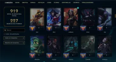 Prata 1 com TODOS os Champs e 187 Skins ( ADC / MID / JG )