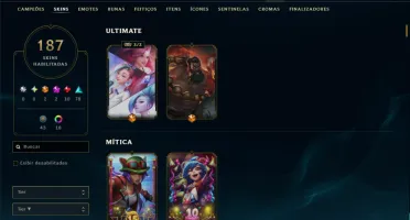 Prata 1 com TODOS os Champs e 187 Skins ( ADC / MID / JG )