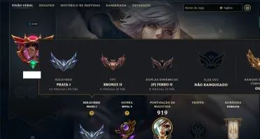 Prata 1 com TODOS os Champs e 187 Skins ( ADC / MID / JG )