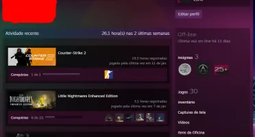 Conta Steam e CS2 prime com R$4.000,00 gastos em jogos.