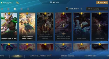 Conta Wild Rift 88 skins nível 281 Ex Challenger