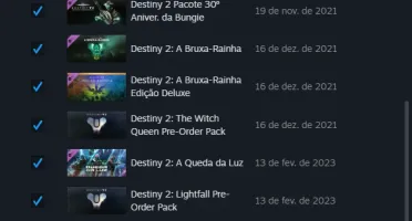 Conta Destiny 2 com quase todos os itens + conta Steam