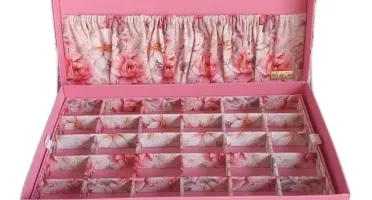 Caixa para Joias e Bijuterias Grande Floral Rosa
