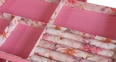Caixa para Joias e Bijuterias Grande Floral Rosa