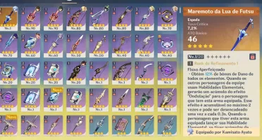 AYATO, ARMA DELE, VENTI, RAIDEN, XIAO, ZONGHLI + 5 ESTRELAS