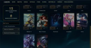 Unranked com 20 Champs e 34 Skins
