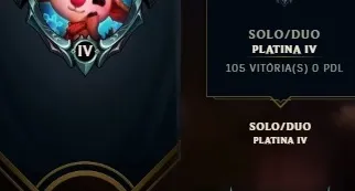 Conta League Of Legends Platina 4