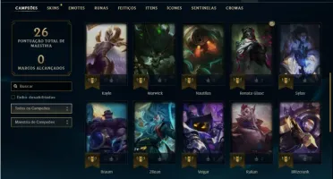 Conta ouro 4 com 32 Champs e 6 Skins + 2 Fragmentos