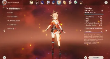 Conta AR 52 com Hu Tao, Ayaka, Raiden Shogun, Yoimiya e Qiqi