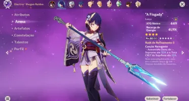 Conta AR 52 com Hu Tao, Ayaka, Raiden Shogun, Yoimiya e Qiqi