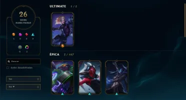 CONTA SMURF LOL - OURO - 91 Campeões + 26 Skins