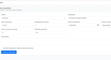 Script Controle de Empréstimos, Parcelas e Juros