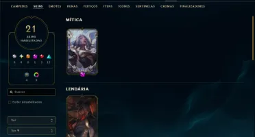 Ouro 3 com 110 Champs e 21 Skins +1 Prestigio