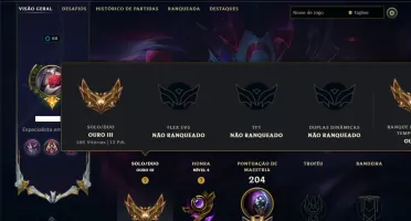 Ouro 3 com 110 Champs e 21 Skins +1 Prestigio