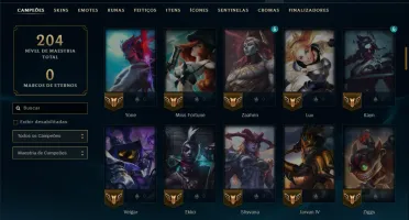 Ouro 3 com 110 Champs e 21 Skins +1 Prestigio