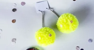 Brincos Festa Pompom Neon