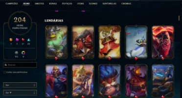 Conta de League of Legends Unranked 204 skins