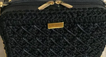 Bolsa Bag Ayla Preta em Fio Náutico com Corrente