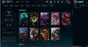 Conta LoL D4 94 skins + valorant passe de batalha nvl 44