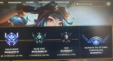 Conta de LoL D4-soloq  /  P3-flex (faltando fazer md10)