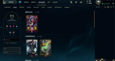Conta lol champios 23 skins(brolaf,pulsecait)