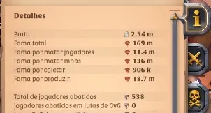 Conta de Albion Online - 169M FAMA TOTAL